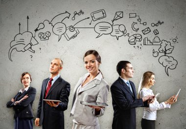 iş adamları takım poz