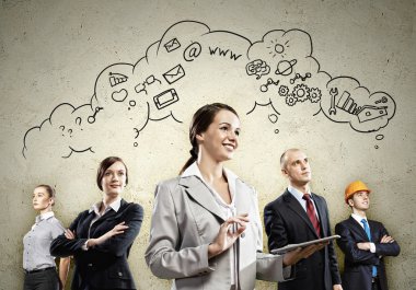 iş adamları takım poz