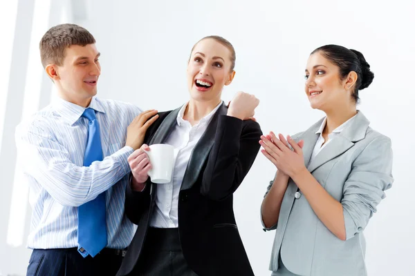 Three young business laughing — Stock Photo, Image