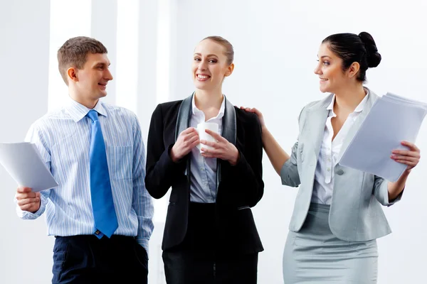 Three young business laughing — Stock Photo, Image