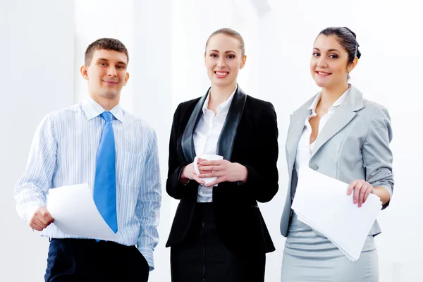 Three young business laughing — Stock Photo, Image