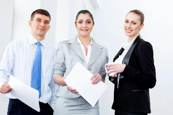 Three young business laughing — Stock Photo, Image