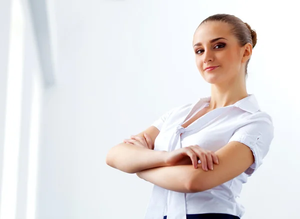 Attractive businesswoman in business suit — Stock Photo, Image