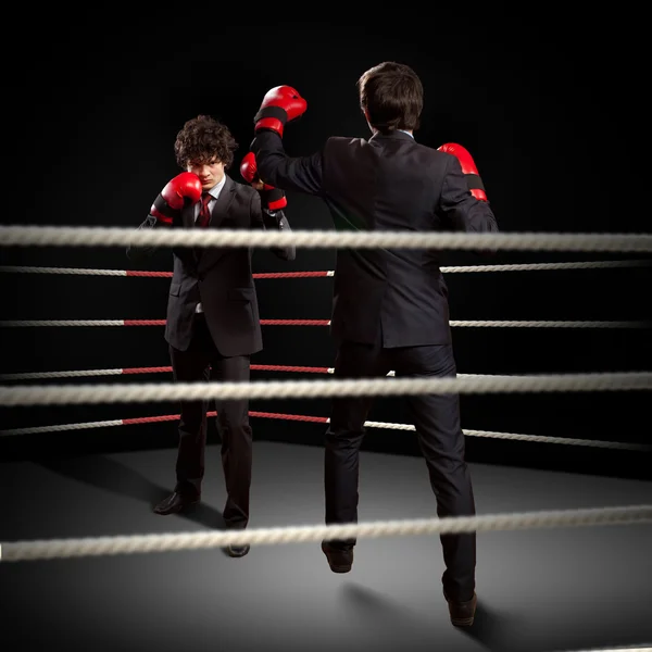 Two young businessman boxing — Stock Photo, Image