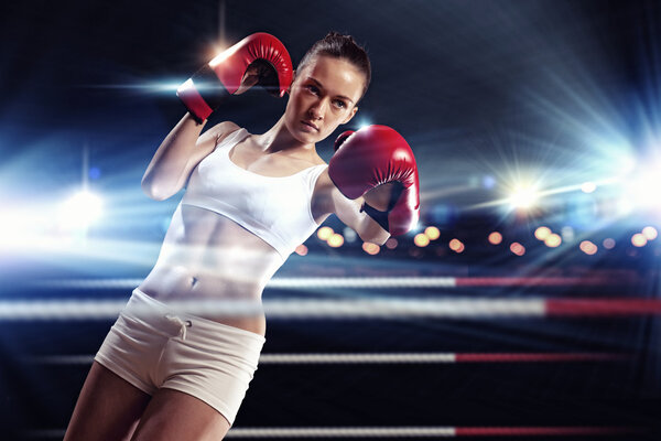 Young boxer woman