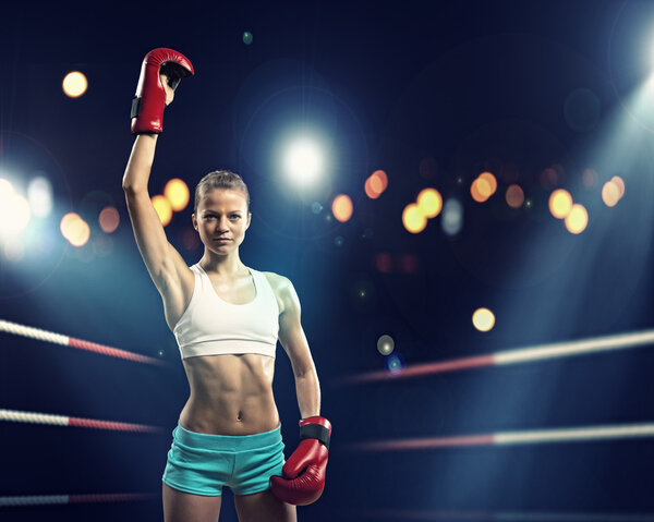 Young boxer woman