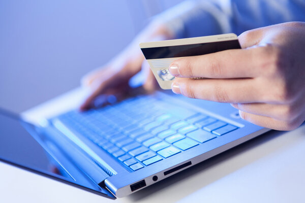 Click! Hands of a man on keyboard