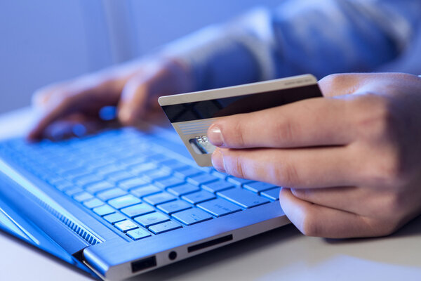 Click! Hands of a man on keyboard