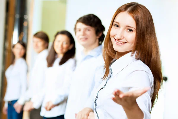 Five students smiling — Stock Photo, Image