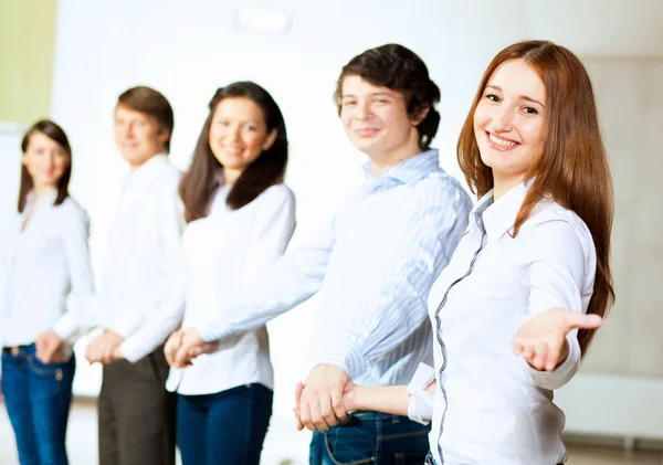 Five students smiling — Stockfoto