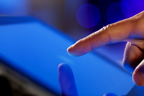 Finger touching screen — Stock Photo, Image