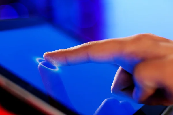 Finger touching screen — Stock Photo, Image