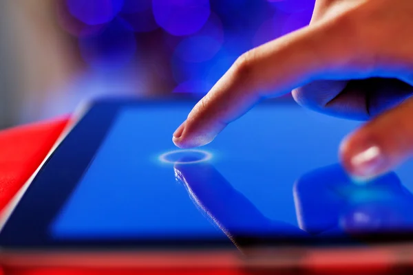 Finger touching screen — Stock Photo, Image