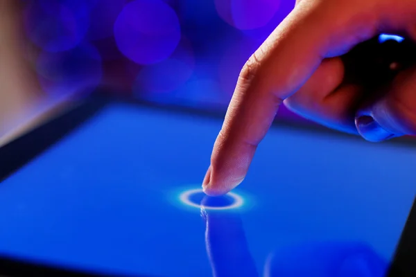 Finger touching screen — Stock Photo, Image