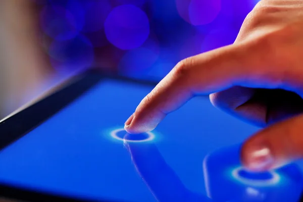 Finger touching screen — Stock Photo, Image