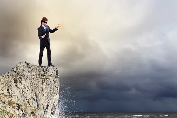 Businessman in blindfold — Stock Photo, Image