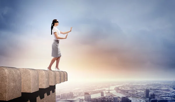 Businesswoman in blindfold — Stock Photo, Image