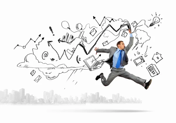 Jumping businessman — Stock Photo, Image