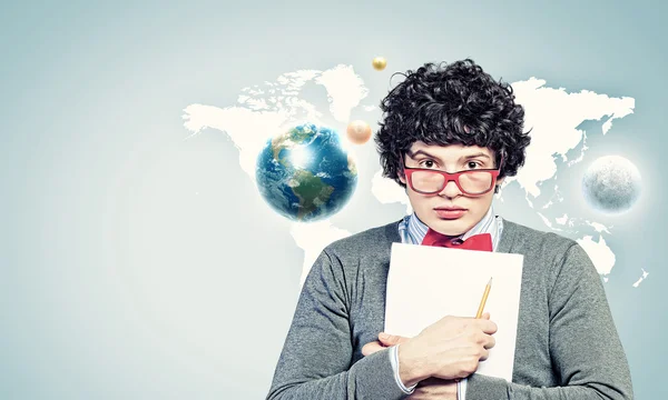 Young man with papers — Stock Photo, Image