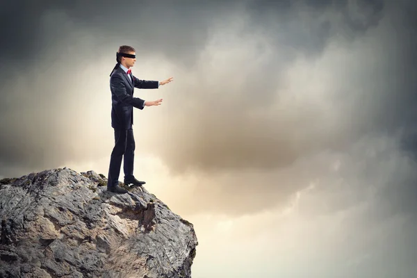 Businessman in blindfold — Stock Photo, Image