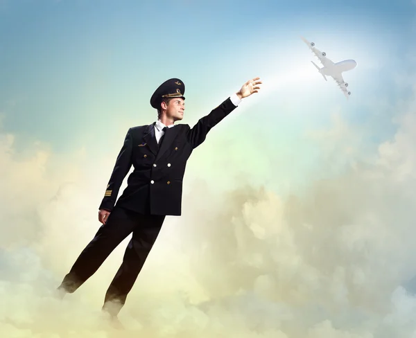 Image of pilot touching air — Stock Photo, Image