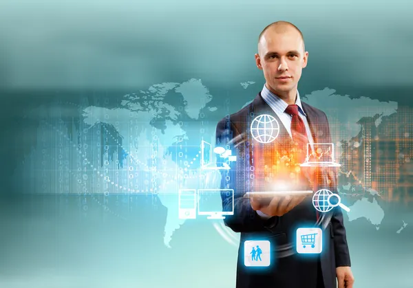 Businessman with tablet pc — Stock Photo, Image