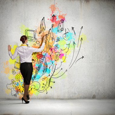 Arkadan iş kadını görünüşü