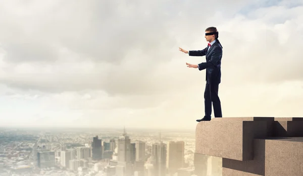 Businessman in blindfold — Stock Photo, Image