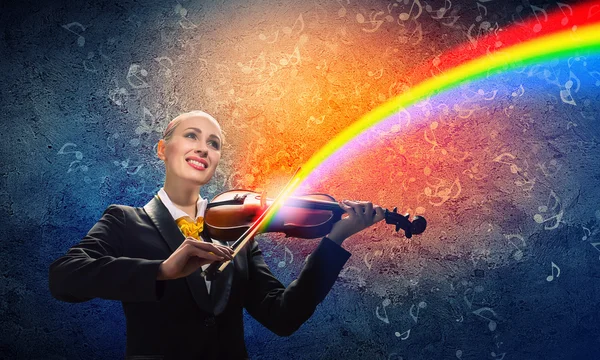 Violinist in business suit — Stock Photo, Image
