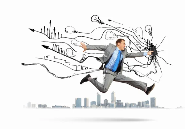 Jumping businessman — Stock Photo, Image