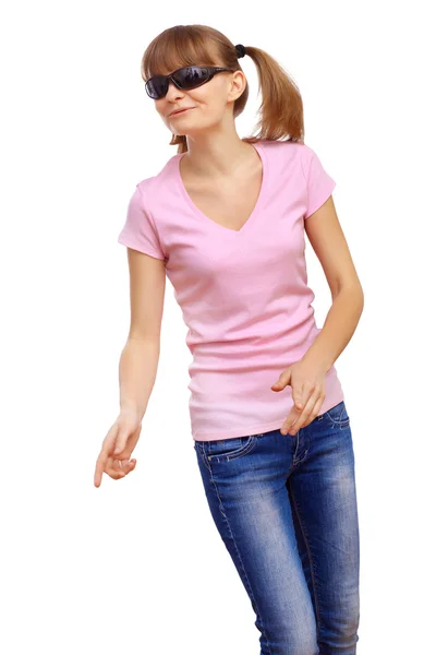 Happy smiling girl dancing — Stock Photo, Image