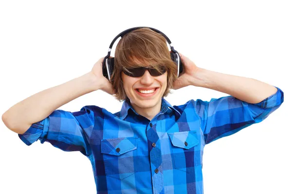 Happy smiling young man dancing — Stock Photo, Image