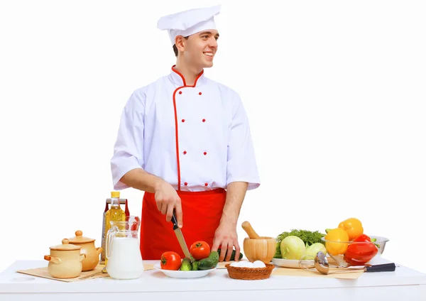Unga kocken förbereder mat — Stockfoto