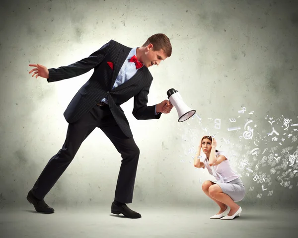 Businessman with megaphone — Stock Photo, Image