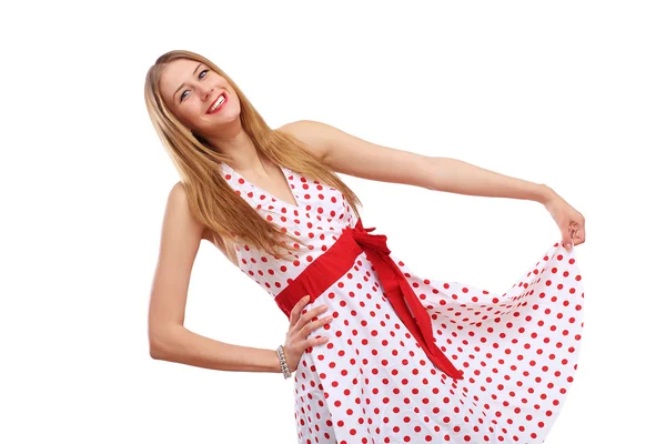 Woman in red dress — Stock Photo, Image