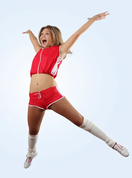 Cheerleader tjej hoppning — Stockfoto