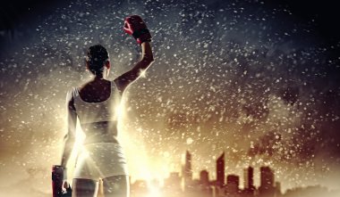 Young boxer woman clipart
