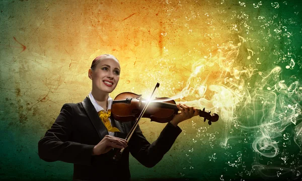 Violinist in business suit — Stock Photo, Image