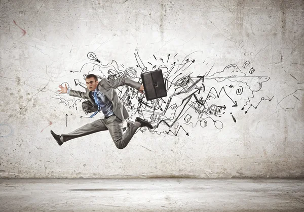 Jumping businessman — Stock Photo, Image