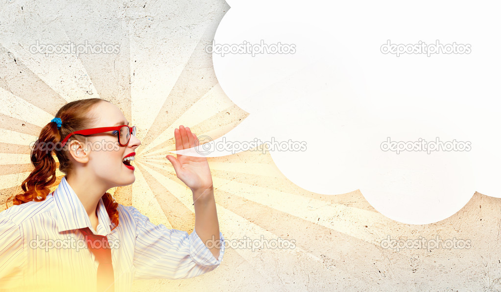 Teenager girl in red glasses