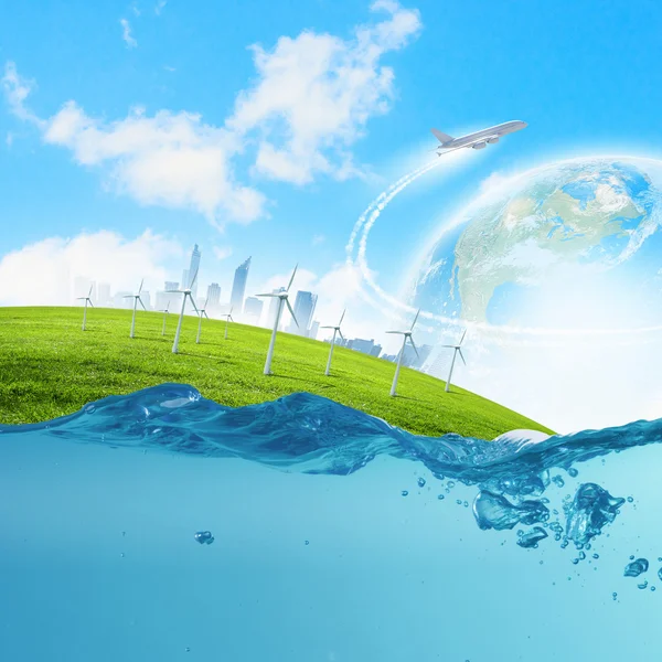 Earth planet in water — Stock Photo, Image