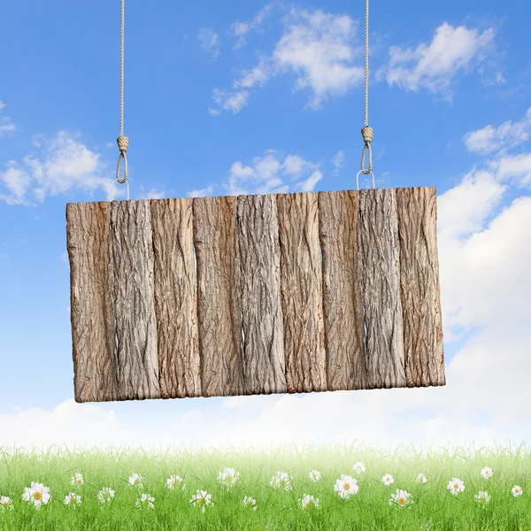 Blanko-Banner aus Holz — Stockfoto