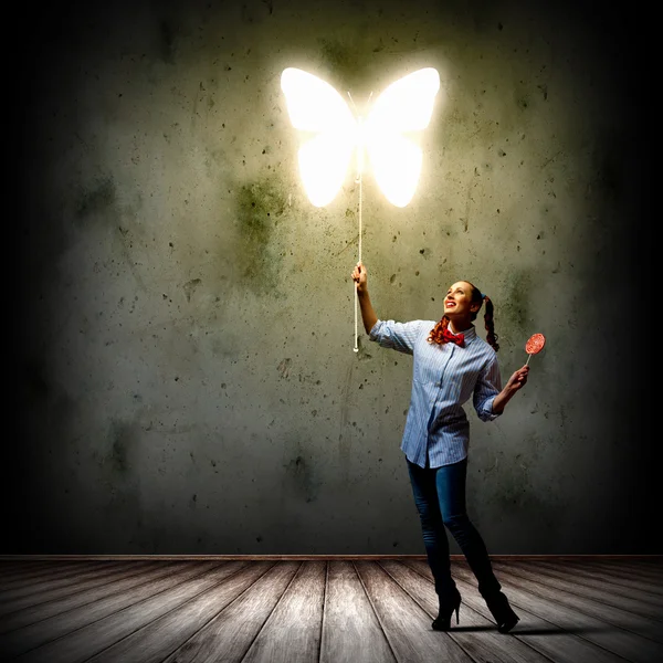 Teenager girl with candy — Stock Photo, Image