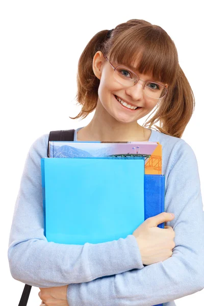 Счастливый студент с книгами — стоковое фото