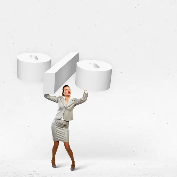 Businesswoman with percentage sign — Stock Photo, Image