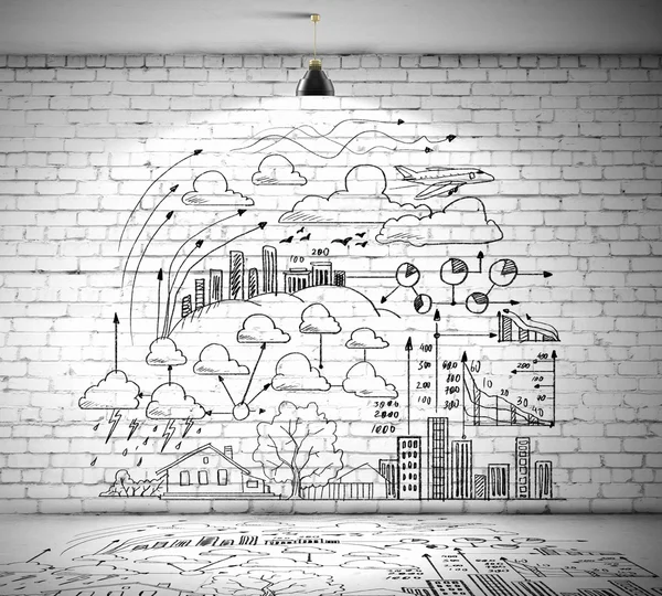 Business sketch on wall — Stock Photo, Image