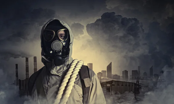 Stalker in gas mask — Stock Photo, Image