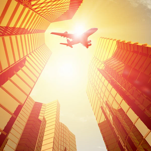 Plane in sky — Stock Photo, Image