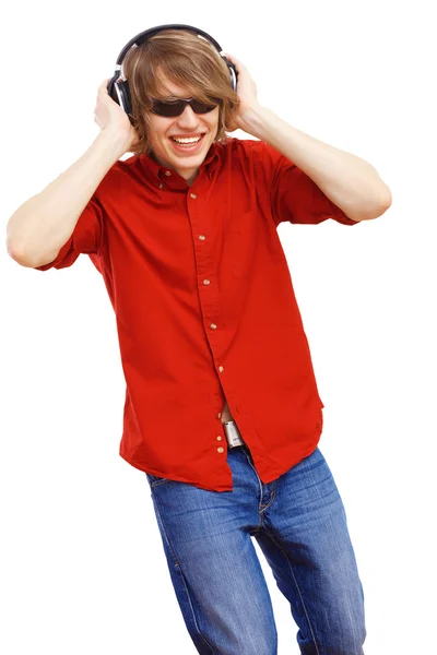 Gelukkig lachend jonge man dansen — Stockfoto
