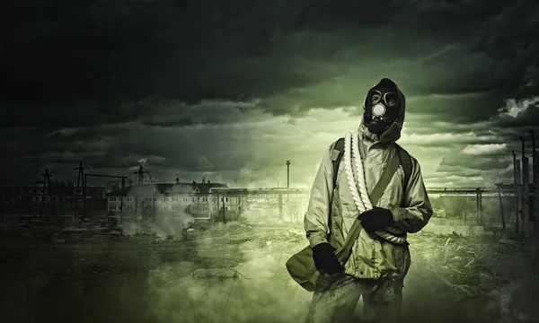 Stalker in gas mask — Stock Photo, Image